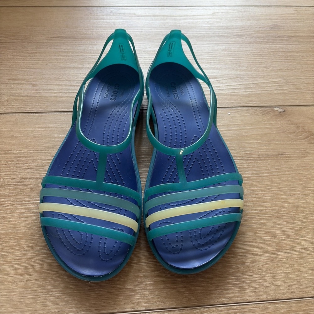 Crocs Isabella Flat Sandal Shoes Womens Size 9 Turquoise Cerulean Green